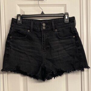 American Eagle Outfitters Black Jean Shorts Distressed Frayed Hem